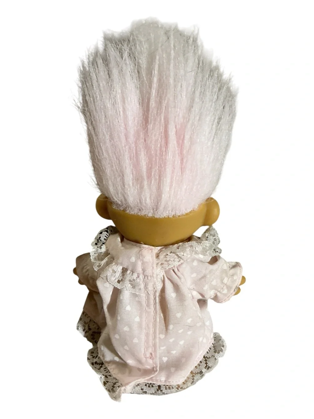 Vintage-style Pink Troll Doll with Heart Dress
